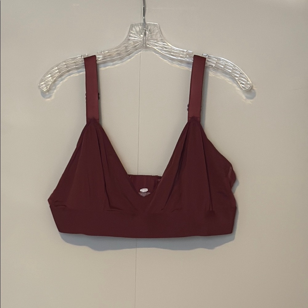 PARADE Burgundy Silky Mesh Bralette Wide Straps Size 3